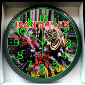 Iron Maiden Heavy Metal Glow In The Dark Wall Clock New!